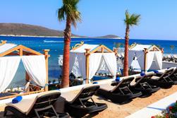 Seya Beach Hotel, Alacati - Turkey. Sun loungers.